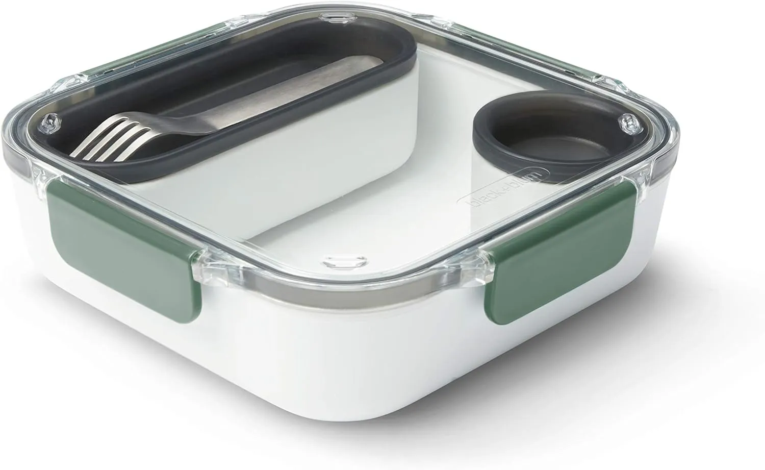 BLACK   BLUM Bento Box Style Compartment Food Container | Packed Lunch Box with Stainless-Steel Travel Fork, Plastic Free Leak-Proof, Microwave Safe | Olive, 34 oz / 1000 ml