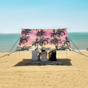 Black Palms Sunset Beach Canopy Tent Anti-UV & Wind Resistant, Camping Sun Shelter Easy Setup Portable,Outdoor Shade Tents with Sandbags,Sand Shovels,Ground Pegs & Stability Poles