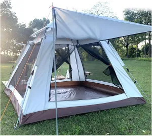 Blackout Tents 4 People Double Doors and Four Windows,Waterproof Family Tents Practical Sturdy Tent Canopy for Family,Outdoor,Hiking and Mountaineering