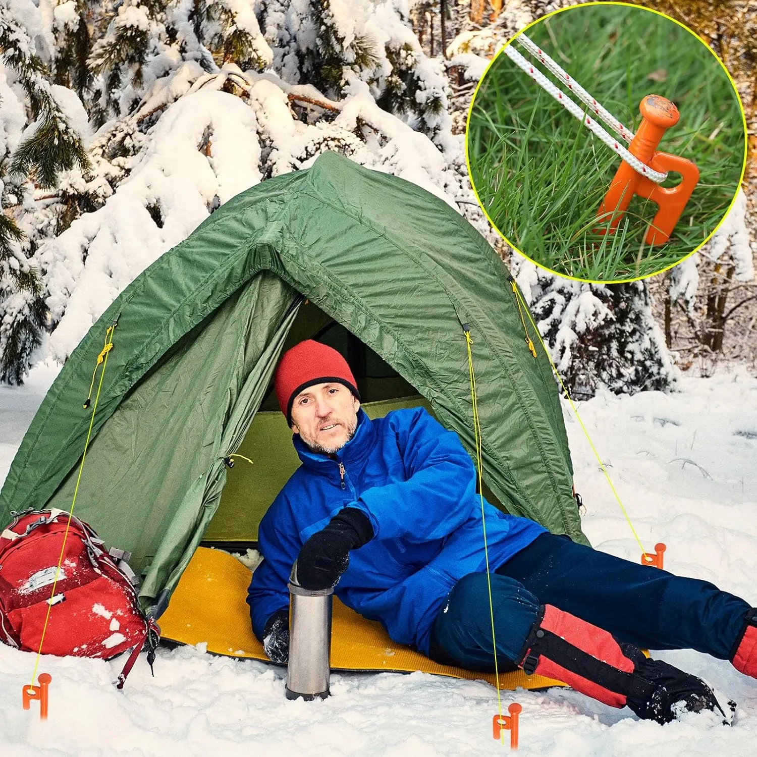 Blulu 24 Pcs Tent Stakes Heavy Duty Steel Metal Tent Pegs Unbreakable and Inflexible Metal Stakes Tent Spikes for Camping, Yard Decoration, Picnic, Tarp(12 Inch,Orange)