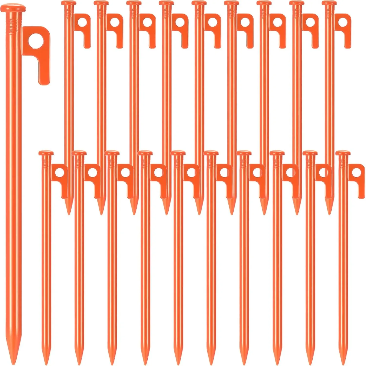 Blulu 24 Pcs Tent Stakes Heavy Duty Steel Metal Tent Pegs Unbreakable and Inflexible Metal Stakes Tent Spikes for Camping, Yard Decoration, Picnic, Tarp(12 Inch,Orange)