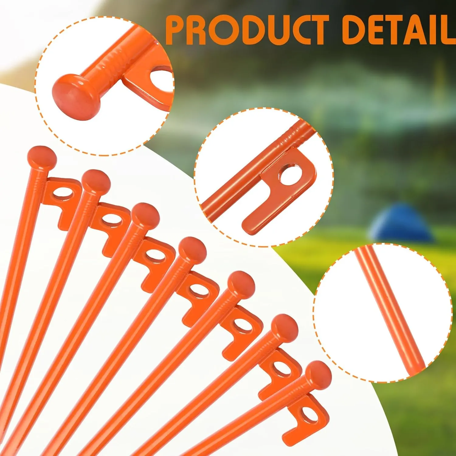 Blulu 24 Pcs Tent Stakes Heavy Duty Steel Metal Tent Pegs Unbreakable and Inflexible Metal Stakes Tent Spikes for Camping, Yard Decoration, Picnic, Tarp(12 Inch,Orange)