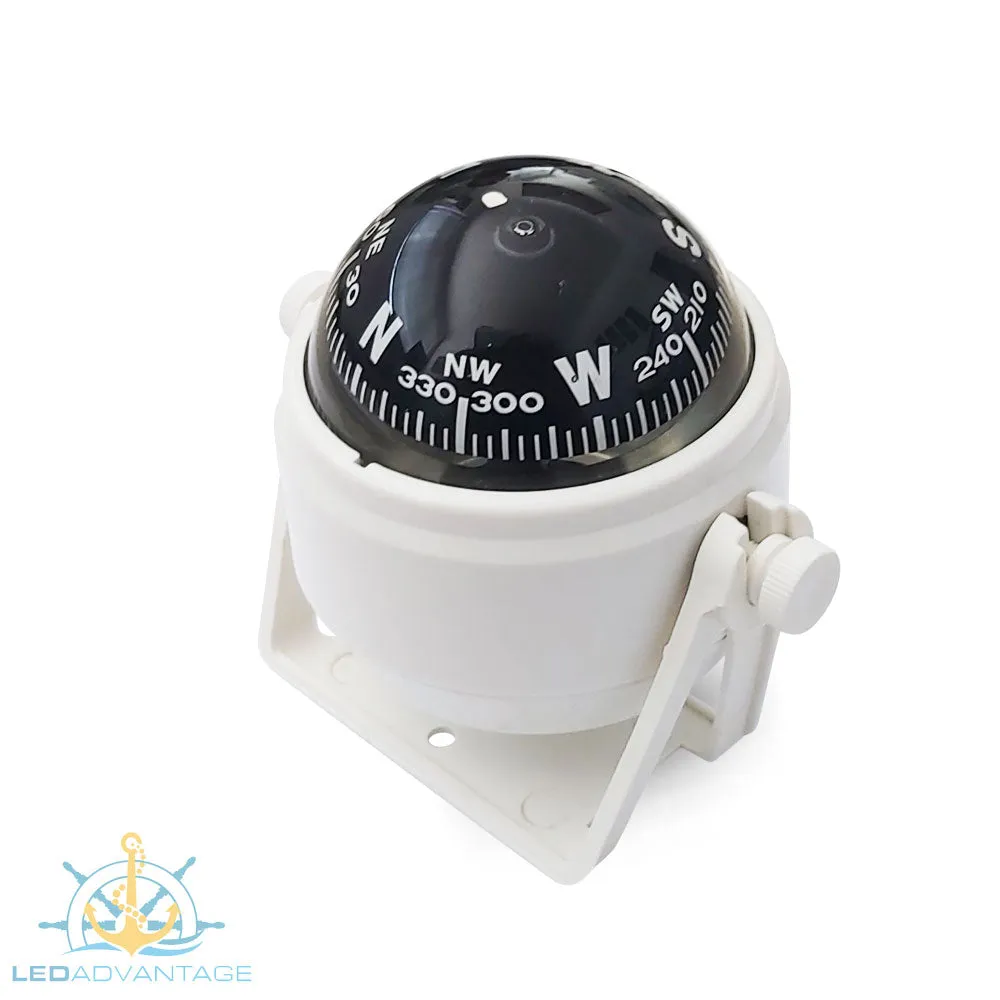 Boat Compact Compass 55mm Pivoting (White Housing)