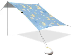 Boho Blue Simple Designed UPF50  Protection Foldable Beach Canopy Easy Setup Sun Shade with Sand Shovel for Family Trips, Picnics & Camping tienda para Playa