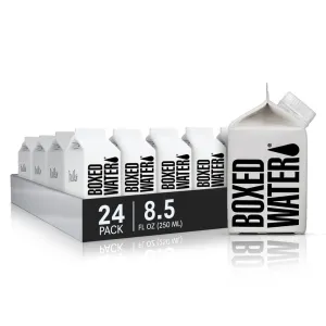 Boxed Water 8.5 oz. (24 Pack) – Purified Drinking Water in 92% Plant-Based Boxes, 100% Recyclable, BPA-Free, Refillable Cartons, Sustainable Alternative to Plastic Bottled Water, Mini Water for Kids