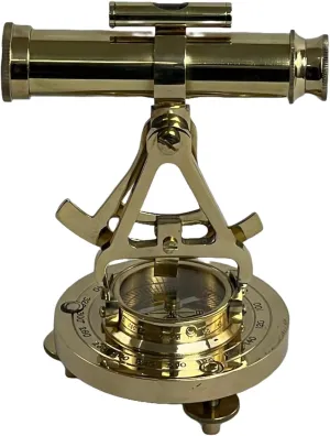 Brass Alidade with Compass | Precision Navigation Tool | 12 x 9 x 17 cm | Nautical Decor & Surveying Instrument