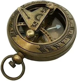 Brass Sundial Compass Vintage Pocket Style Nautical Collectible Gift for Traveler Pack of 2