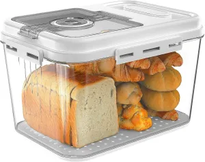 Bread Box for Homemade Bread Containers Storage Airtight Loaf, Time Recording Bread Storage Container Bread Keeper with Lid, Breadbox for Kitchen Countertop, LARGE White