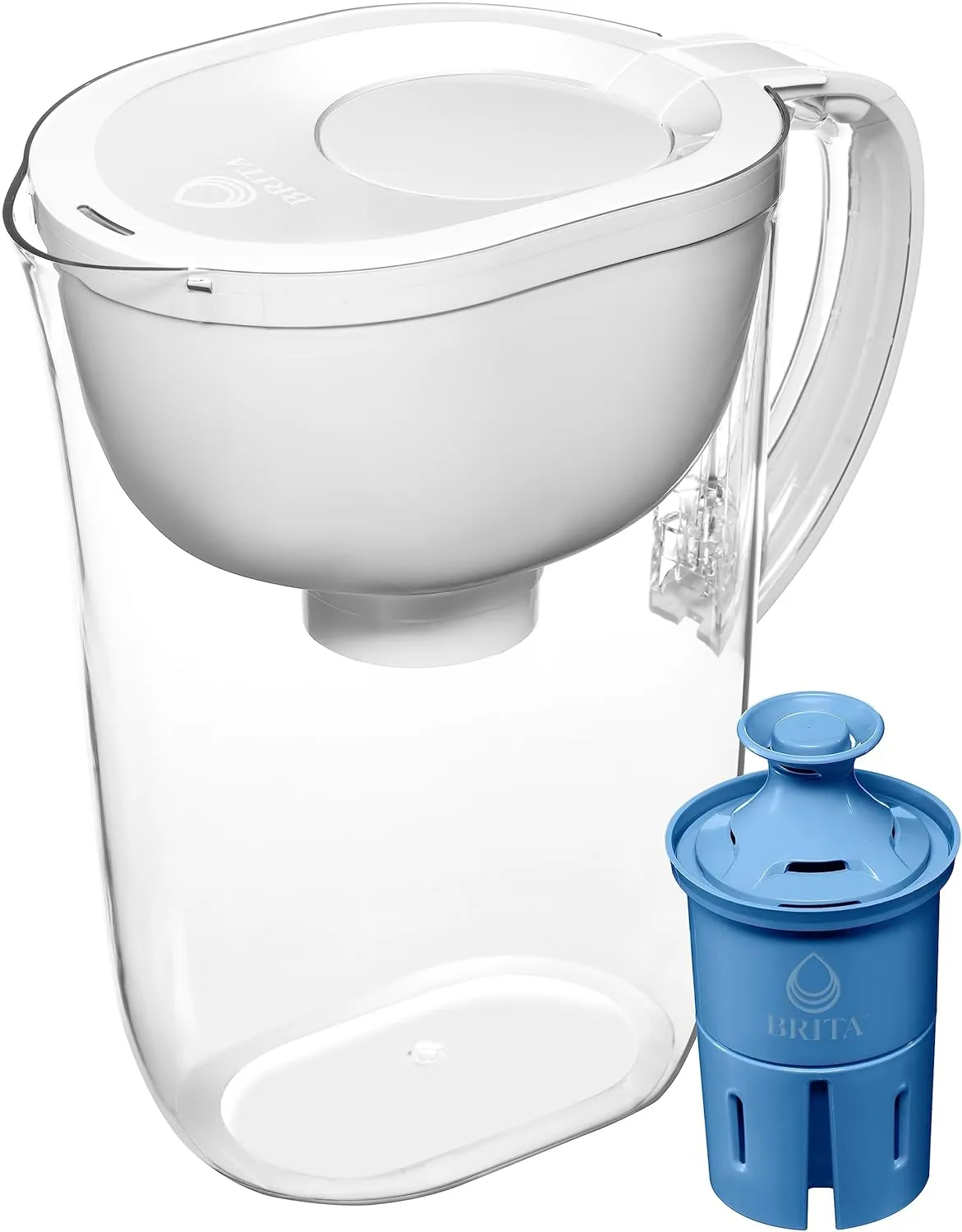Brita Large Water Filter Pitcher for Tap and Drinking Water   2 Elite Filters, Reduces 99% Of Lead, Lasts 6 Months, 10-Cup Capacity, Christmas Gift for Men and Women, White