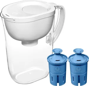 Brita Large Water Filter Pitcher for Tap and Drinking Water   2 Elite Filters, Reduces 99% Of Lead, Lasts 6 Months, 10-Cup Capacity, Christmas Gift for Men and Women, White