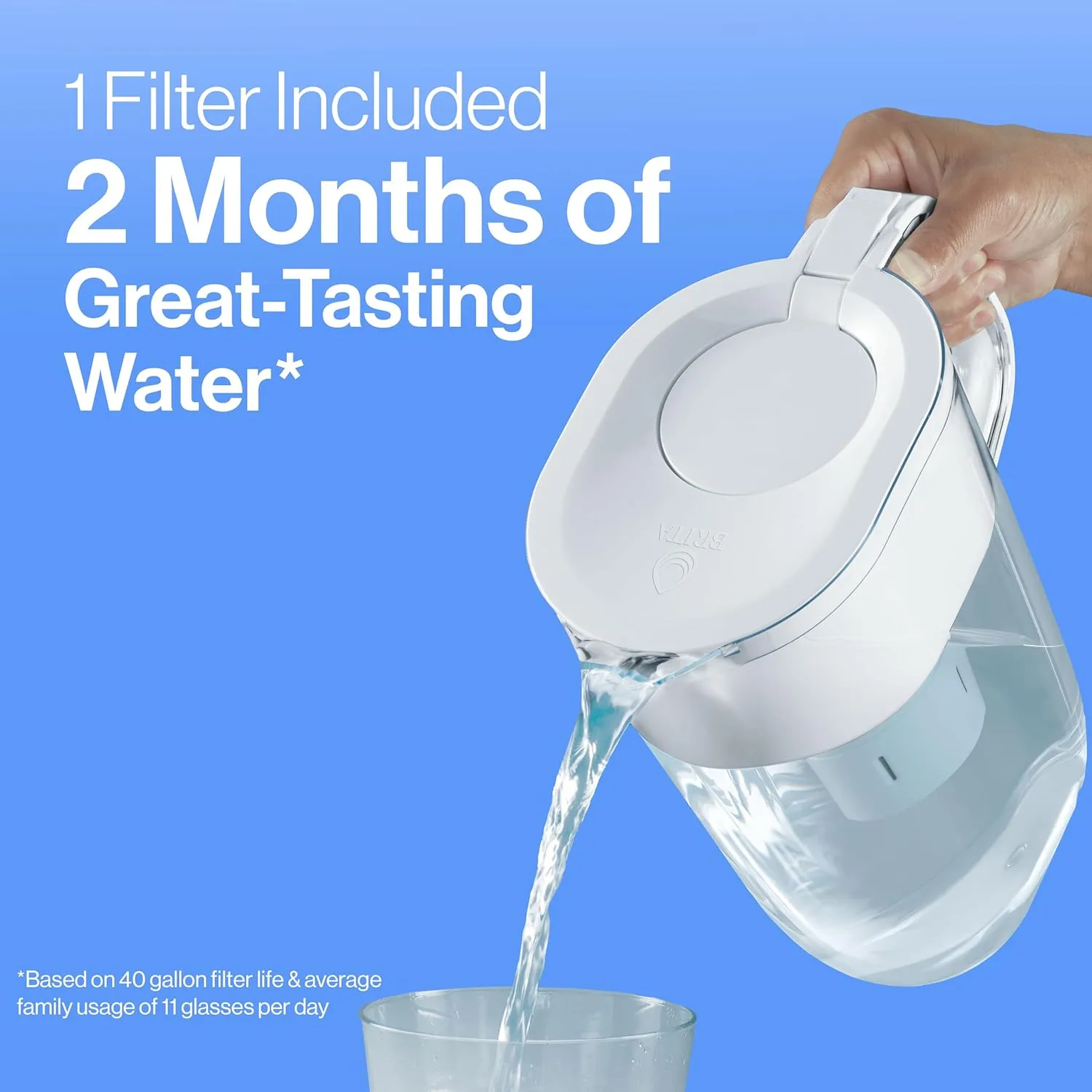 Brita Water Filter Pitcher for Tap and Drinking Water with 1 Standard Filter, Lasts 2 Months, 6-Cup Capacity, BPA Free, Red