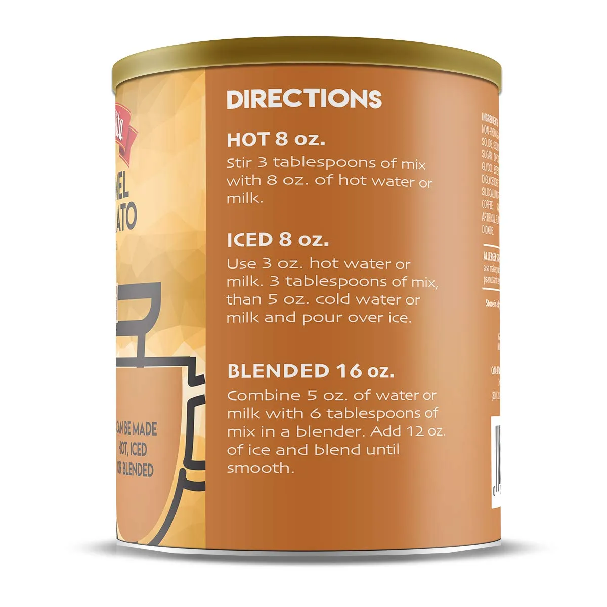 Caffe D'Vita Caramel Macchiato - Coffee Caramel Macchiato, Caramel Instant Coffee, Latte Mix, Gluten Free, No Cholesterol, No Hydrogenated Oils, Kosher-Dairy, Caramel Macchiato Coffee - 1 Lb Can, 2-Pack