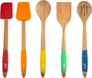 Cambridge 6384X9FSTA94NR Fiesta Bamboo 5-Piece Silicone Utensil Set