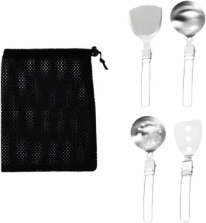 Camp Cooking Utensil Set Outdoor Kitchen Gears Stainless Steel Camping Kitchen Utensil Set Cookware Kit for Camping Grilling