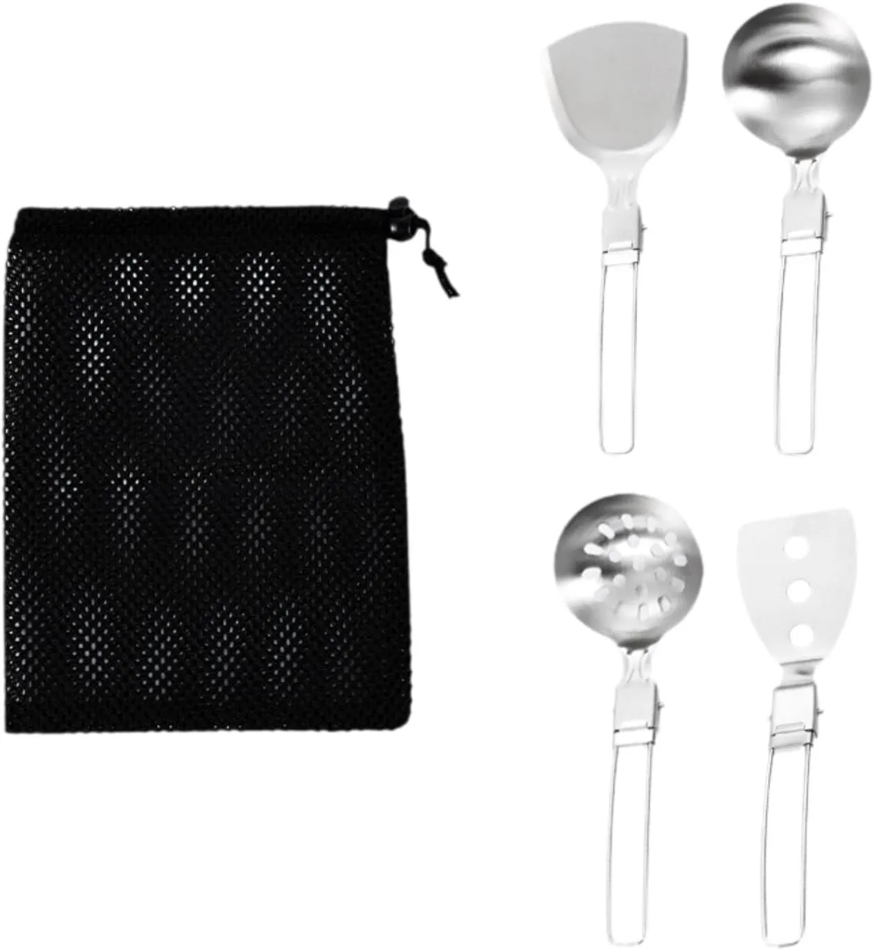 Camp Cooking Utensil Set Outdoor Kitchen Gears Stainless Steel Camping Kitchen Utensil Set Cookware Kit for Camping Grilling