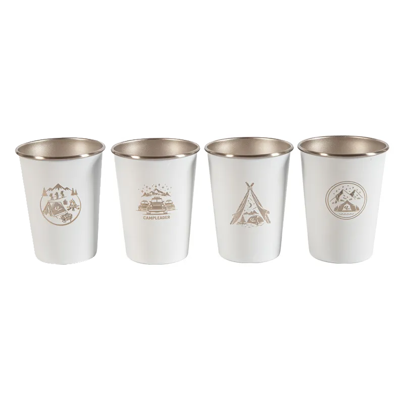 Camp Leader 4 Pcs Stainless Steel Cup - White