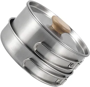 Camp Pan Camping Cookware Stainless Steel Frying Pan Reusable Cooking Pot Folding Handle