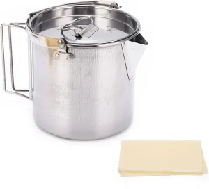 Camping Cookware Camping Kettle Stainless Steel Heat - Resistant Anticorrosion Sturdy Portable Hiking Pot Camping Accessories Camping Pot Camping Cooking