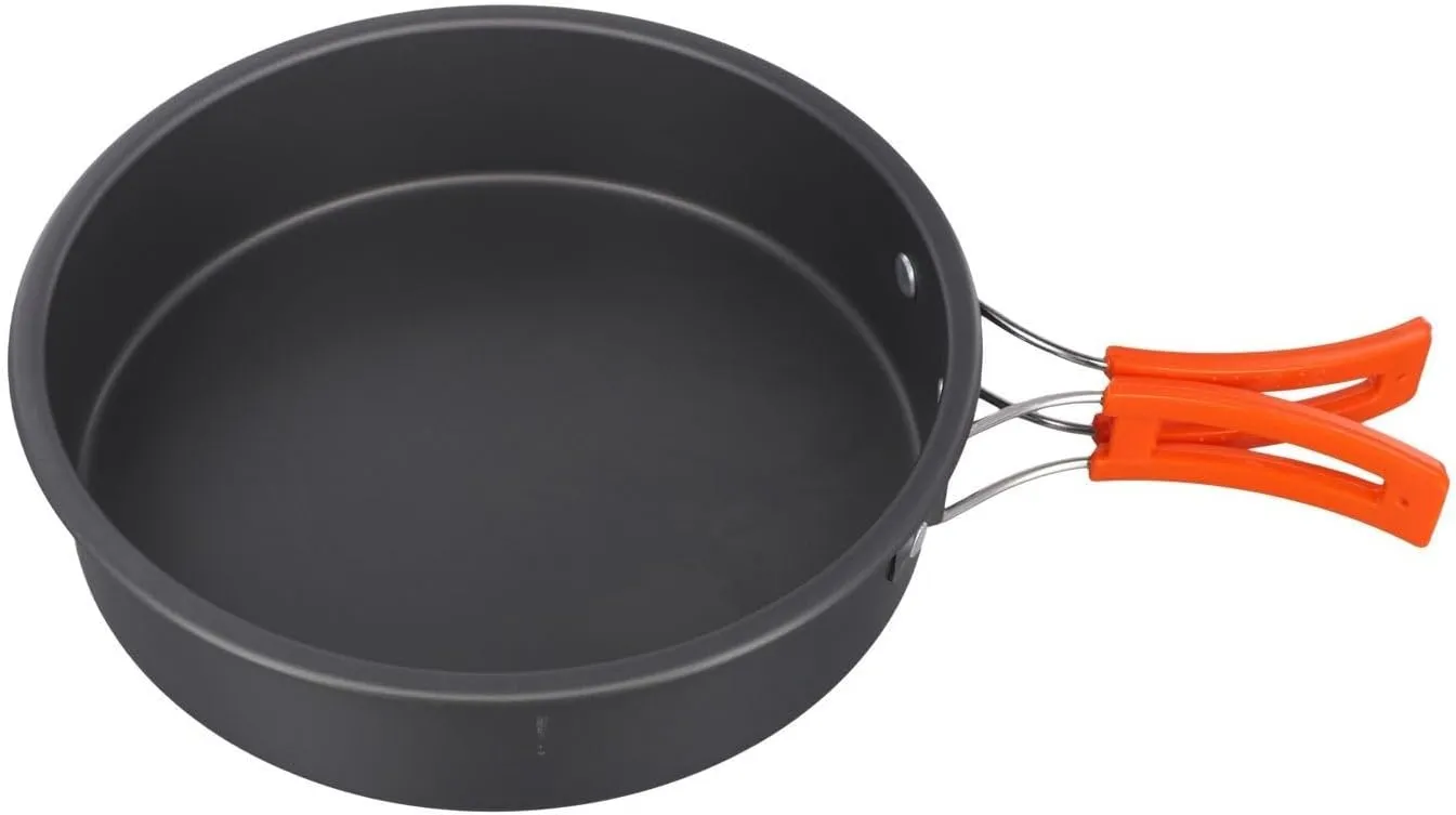 Camping Cookware Mess Kit, Non-Stick Lightweight Camping Pot and Fry Pan Set, 2-3 people Camping Frying Pan for Backpacking, Outdoor Cooking and Picnic(large)