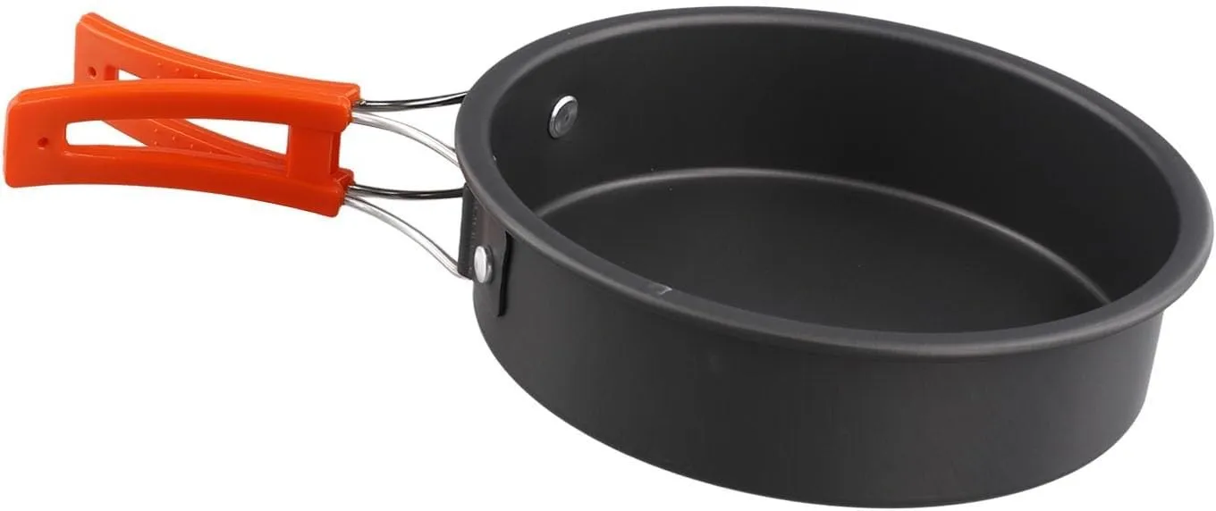 Camping Cookware Mess Kit, Non-Stick Lightweight Camping Pot and Fry Pan Set, 2-3 people Camping Frying Pan for Backpacking, Outdoor Cooking and Picnic(Small)