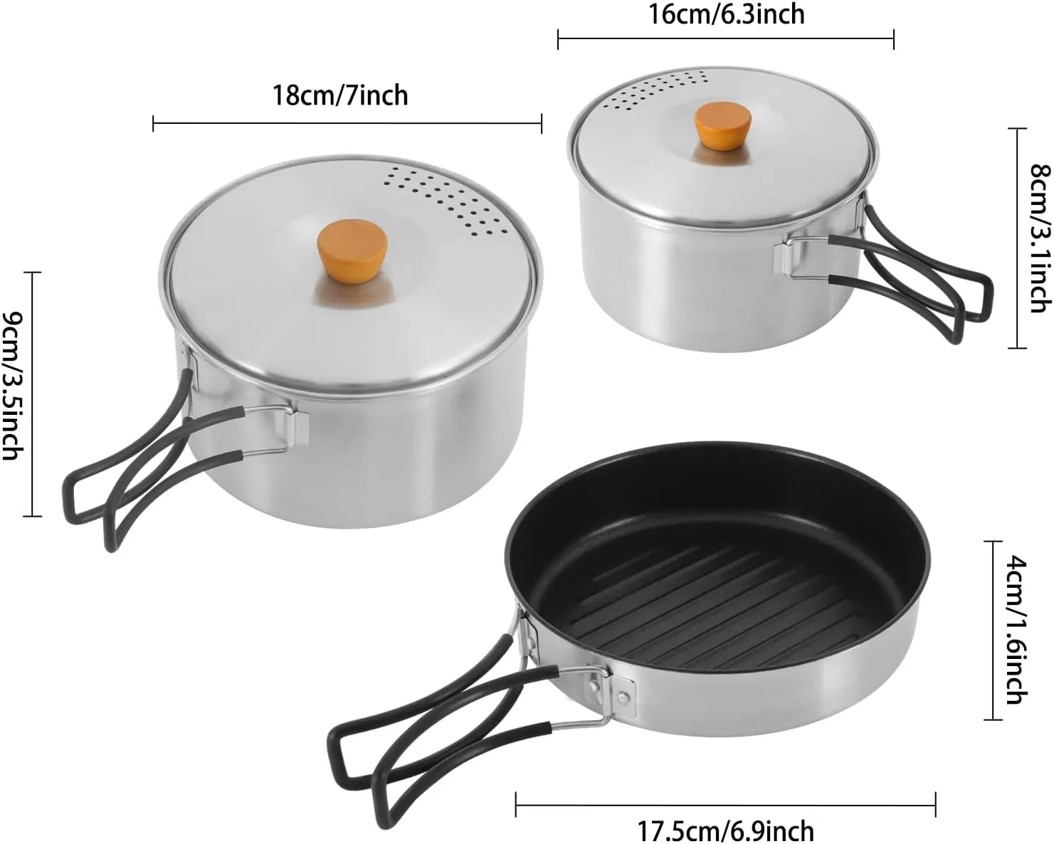 Camping Cookware Set Portable Camping Cooking Set 304 Stainless Steel Camping Pots and Pans Set Campfire Cooking Equipment with Storage Bag for Outdoor Camping Hiking Picnic for 2-3