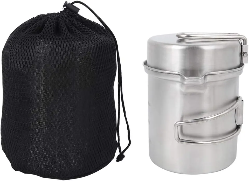 Camping Cookware Set Stainless Steel Cookware Portable Camp Cook Set Camping Cookware Mess Kit Camping Gear for Outdoor Backpacking Camping