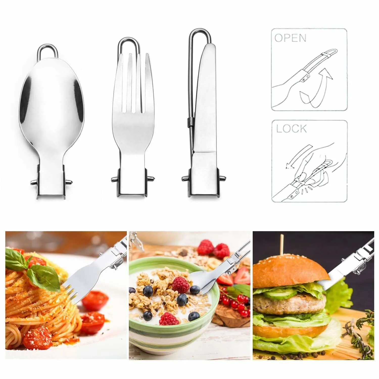 Camping Cookware Stove Carabiner Canister Stand Tripod and Stainless Steel Cup, Tank Bracket, Fork Spoon Kit(DS101)