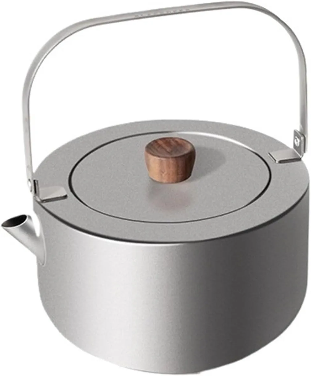 Camping Kettle Camping Kettle Teapot Coffee Pot, Portable Pure Titanium Outdoor Kettle with Mouthpiece 1.2L, Ultralight and Compact Kettle for Backpacking, Camping, and Home Camping Kettle Camp Tea of