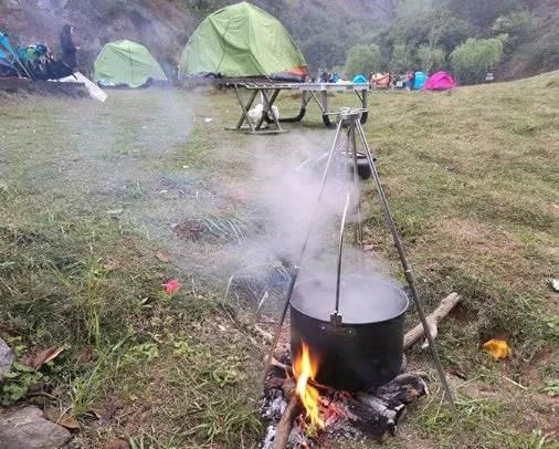 Camping outdoor campfire tripod hanging pot