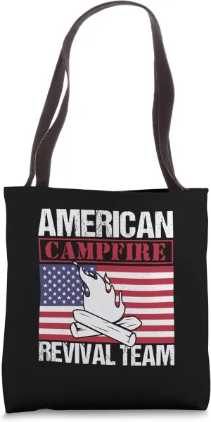 Camping Outdoor Tent American Campfire Revival Team Tote Bag