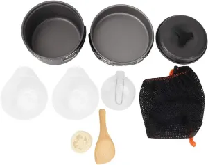 Camping Picnic Pot Set, Outdoors Lightweight Portable Folding Pan Aluminum Alloy Cookware Kit Hiking Pot