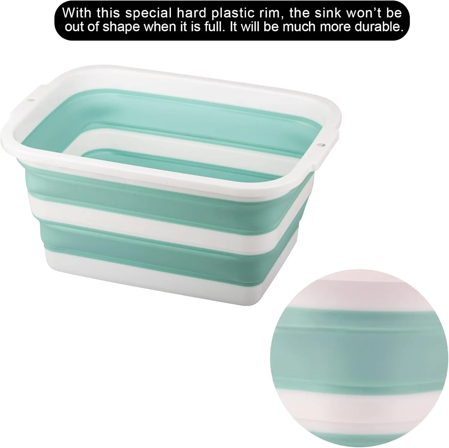 Camping Sink 3.17Gal/ 12L Each, Collapsible Wash Basin, Dish Tub, Ideal for Kitchen, Household, Garden and Camping, Set of 2