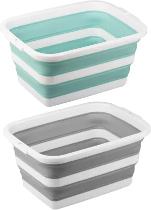 Camping Sink 3.17Gal/ 12L Each, Collapsible Wash Basin, Dish Tub, Ideal for Kitchen, Household, Garden and Camping, Set of 2