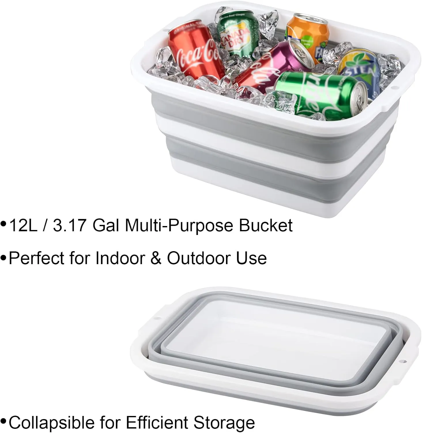 Camping Sink 3.17Gal/ 12L Each, Collapsible Wash Basin, Dish Tub, Ideal for Kitchen, Household, Garden and Camping, Set of 2