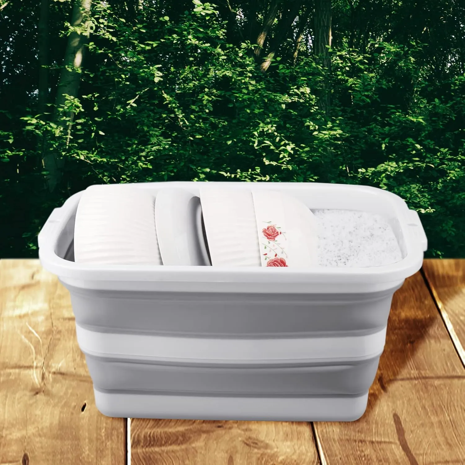 Camping Sink 3.17Gal/ 12L Each, Collapsible Wash Basin, Dish Tub, Ideal for Kitchen, Household, Garden and Camping, Set of 2