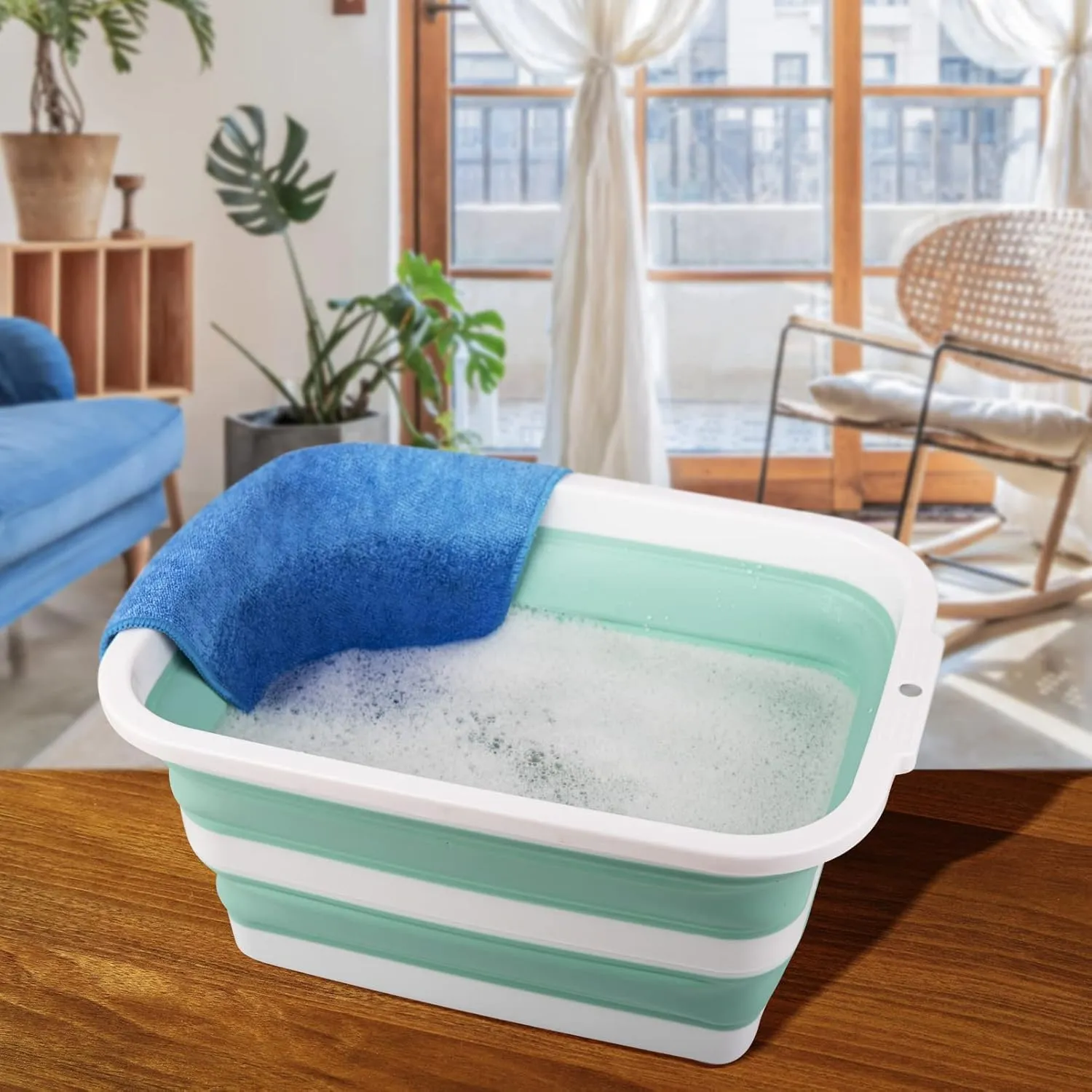 Camping Sink 3.17Gal/ 12L Each, Collapsible Wash Basin, Dish Tub, Ideal for Kitchen, Household, Garden and Camping, Set of 2