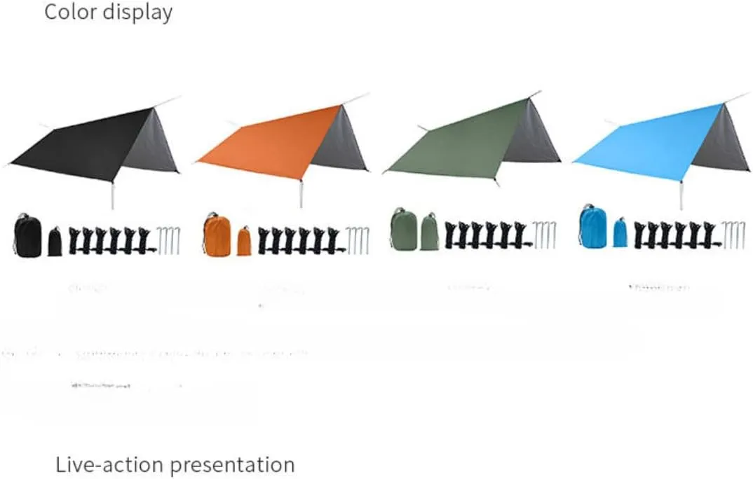 Camping Tarp, Large Camping Tent Tarp Outdoor Waterproof Flame Retardant Hammock Rain Fly Backpacking Tent Tarp Shelter for Hiking Travel Picnic, Lightweight and UV Resistant (Khaki)