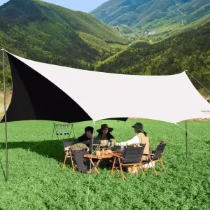 Camping Tarp Waterproof Hammock Rain Fly Waterproof Tent Tarp Ultralight & Portable & UV Protection Backpacking Tarp Multifunctional for Outdoor Adventure Hiking Tent Hammock