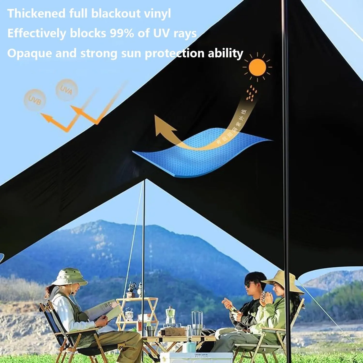 Camping Tarp Waterproof Hammock Rain Fly Waterproof Tent Tarp Ultralight & Portable & UV Protection Backpacking Tarp Multifunctional for Outdoor Adventure Hiking Tent Hammock