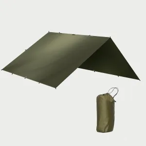 Camping Tarp Waterproof, Portable Hammock Rain Fly, Ultralight Survival Shelter with Silver Coating, for Backpacking Hiking Travel and Outdoor Adventure