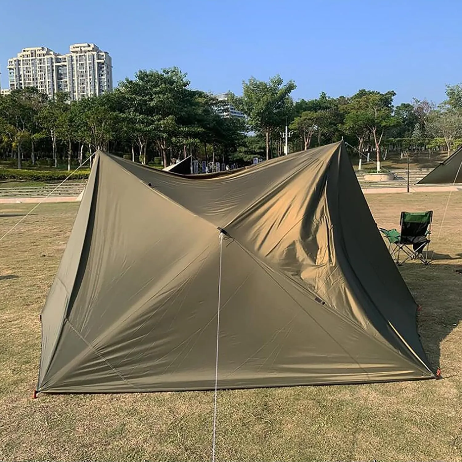 Camping Tarp Waterproof, Portable Hammock Rain Fly, Ultralight Survival Shelter with Silver Coating, for Backpacking Hiking Travel and Outdoor Adventure