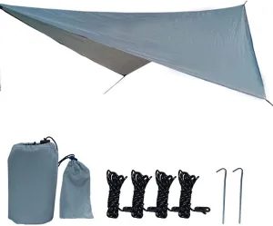 Camping Tarp,Rhombus Waterproof Tarp Tent Shade Outdoor Camping Hammock Rain Fly UV Garden Awning Canopy Sunshade Ultralight 360x290cm (Color : Grey, Size : 360x290cm)