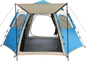 Camping Tent 3-4/5-8 Person Outdoor Folding Automatic Instant Pop Up Tent Thickened Hexagonal Tent Stormproof Rainproof Portable Family Camping Tent