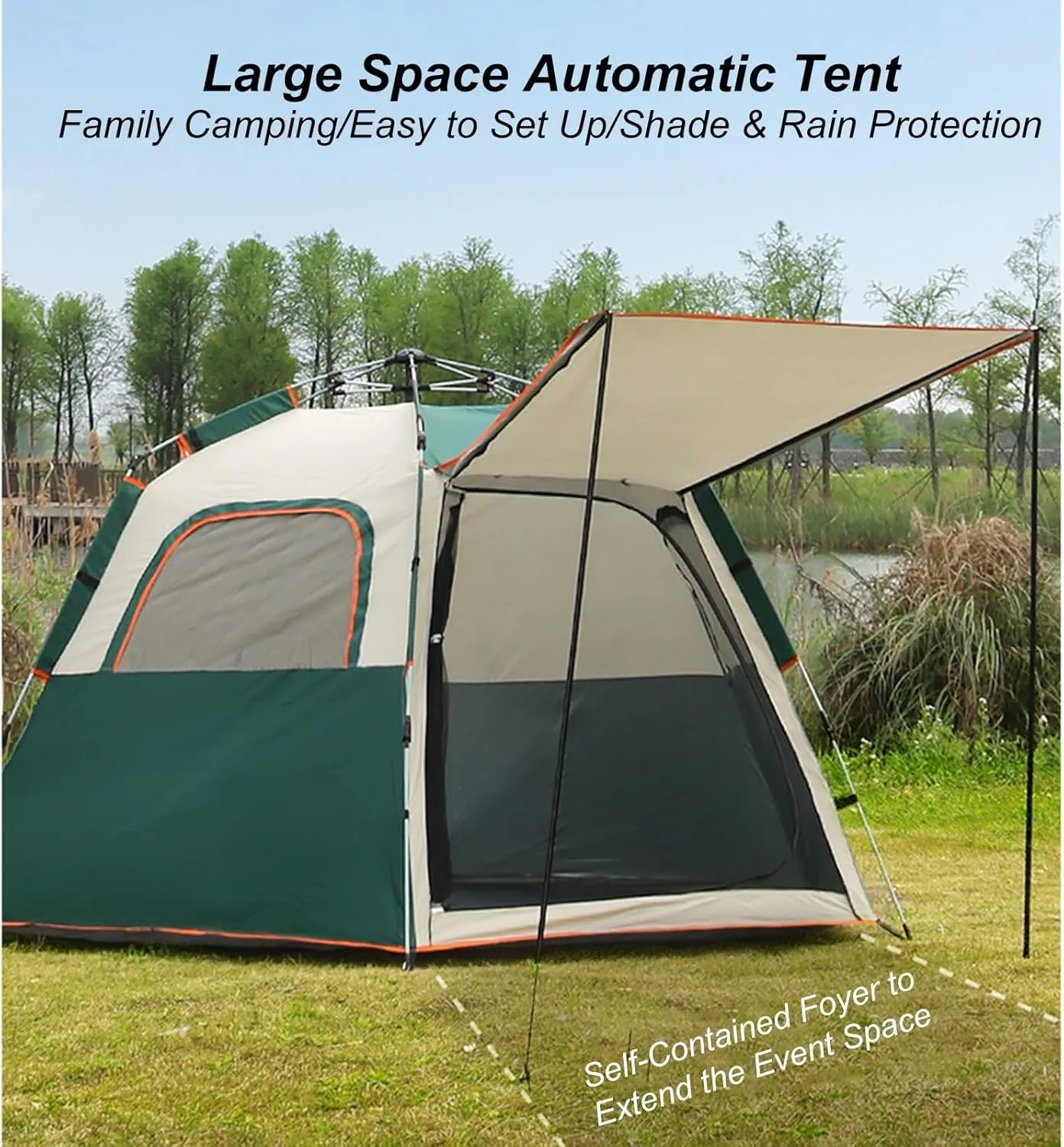 Camping Tent 3-4/5-8 Person Outdoor Folding Automatic Instant Pop Up Tent Thickened Hexagonal Tent Stormproof Rainproof Portable Family Camping Tent