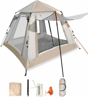 Camping Tent, Compact Portable Pop Up Tent, Family Tent with Carry Bag, Quad Side Wind 2 Doors   4 Screens for Camping, Parking, Picnic, Outdoor Gear ( Size : 94.4x94.4x61.0 inches/240x240x155 cm )