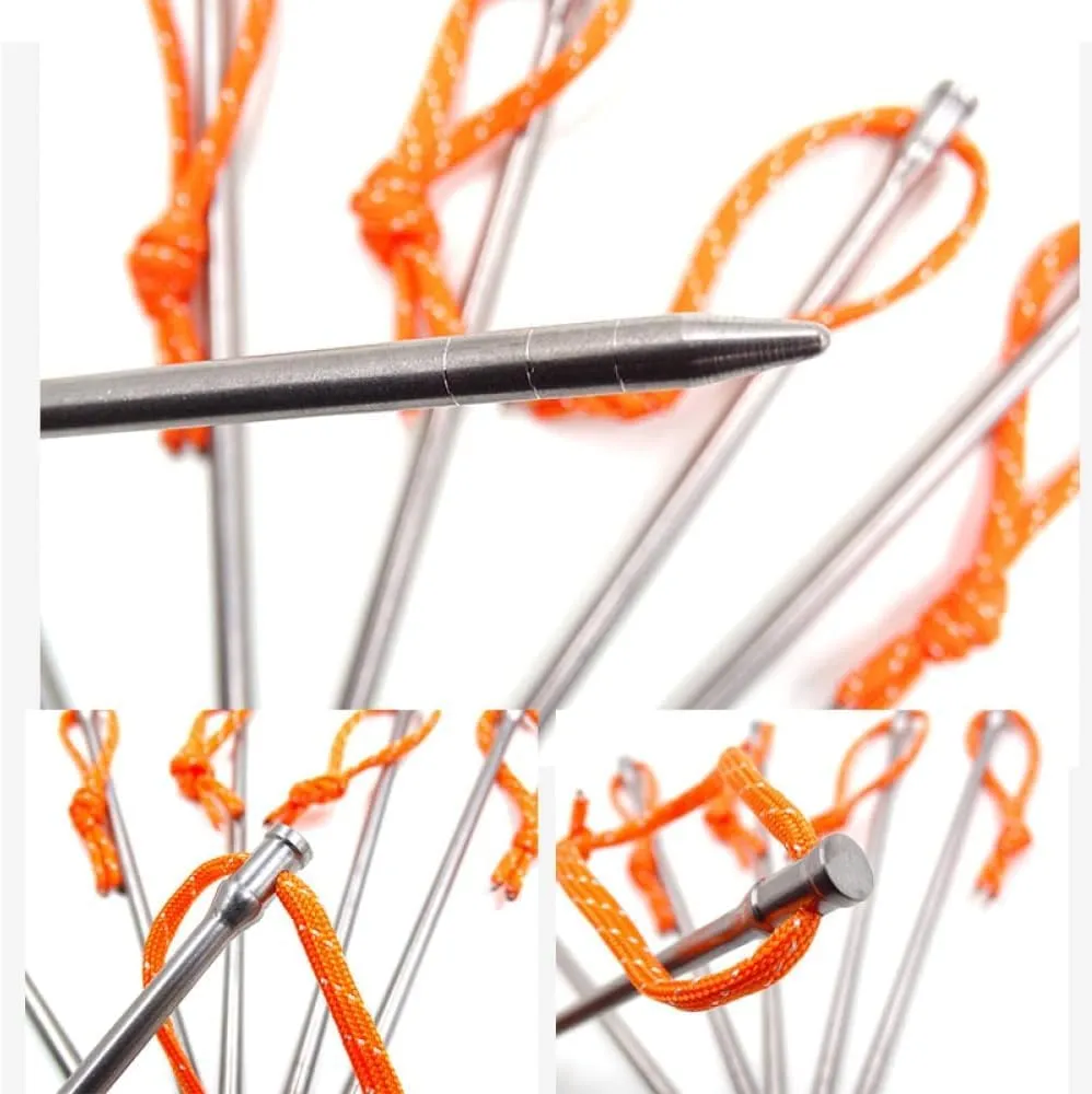 Camping Tent Stakes,8 Pcs Lightweight Camping Tent Titanium Tent Pegs Ultralight High Strength Tent Stakes Windproof Rope Nail