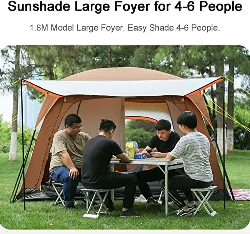Camping Tent Waterproof Instant Tent 4-6 Person, Family Cabin Tents, 2 Rooms, Portable Instant Tents with Removable Rainfly, Automatic Tent for Campin