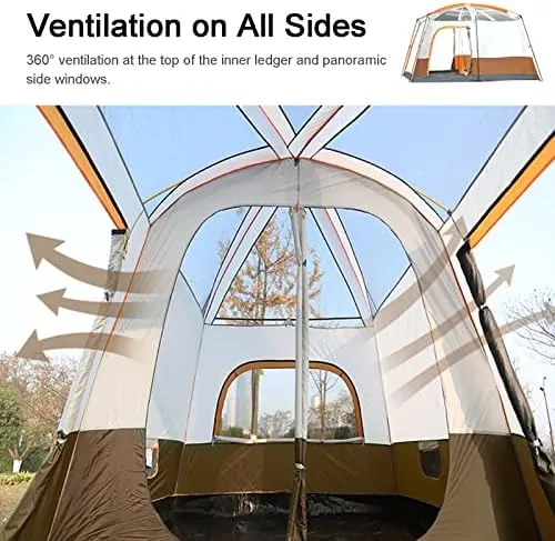 Camping Tent Waterproof Instant Tent 4-6 Person, Family Cabin Tents, 2 Rooms, Portable Instant Tents with Removable Rainfly, Automatic Tent for Campin