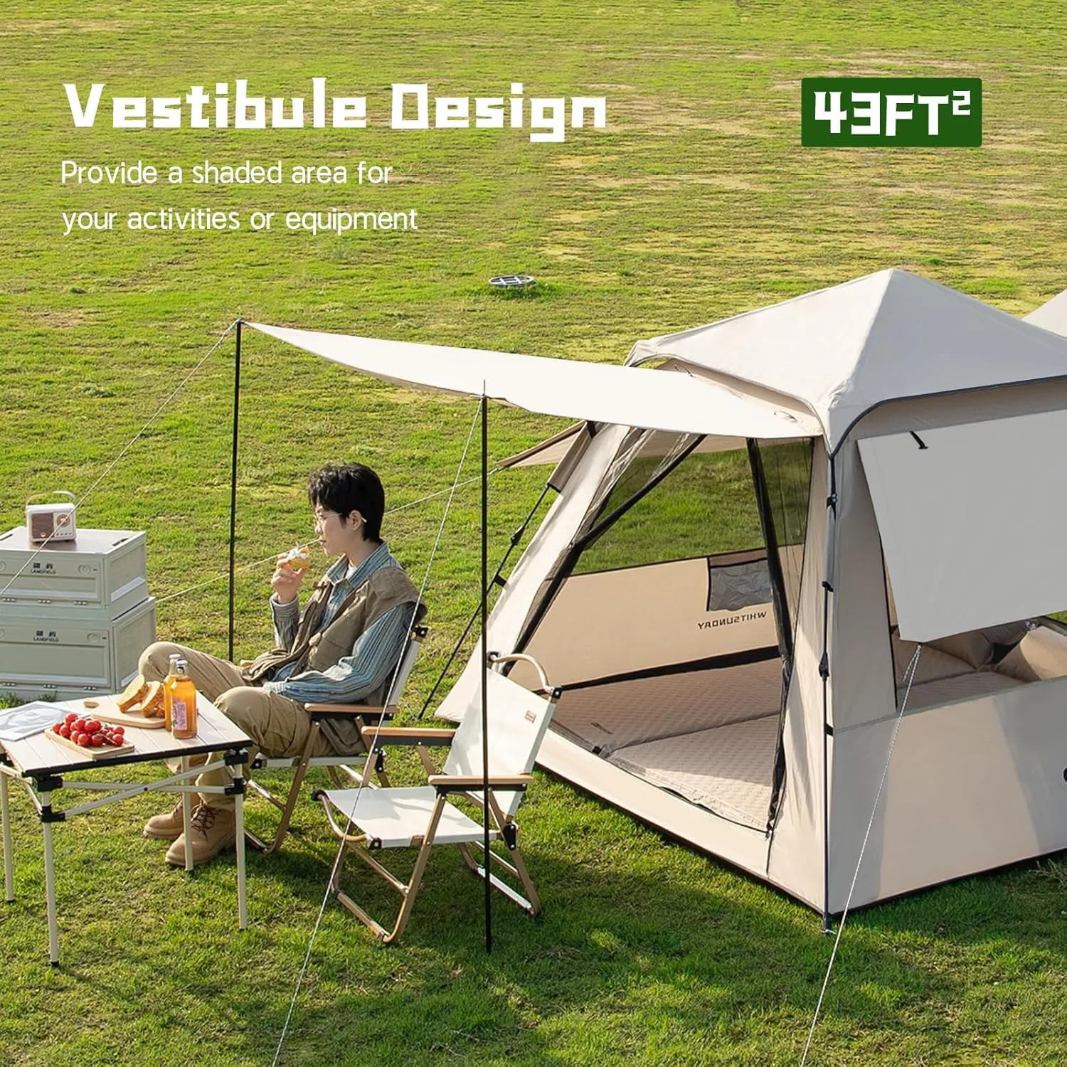 Camping Tent with Instant Setup, Waterproof Tent, 1-2 Person Easy Quick Setup Dome Family Tents for Camping