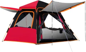 Camping Tents Shelter Portable with Carry Bag Waterproof Hold 4-5 Persons Instant Setup Pop Up Tent with Top Rainfly Doors Mesh Windows UV Protection for Camping Hiking Mountaineering ( Color : Red )